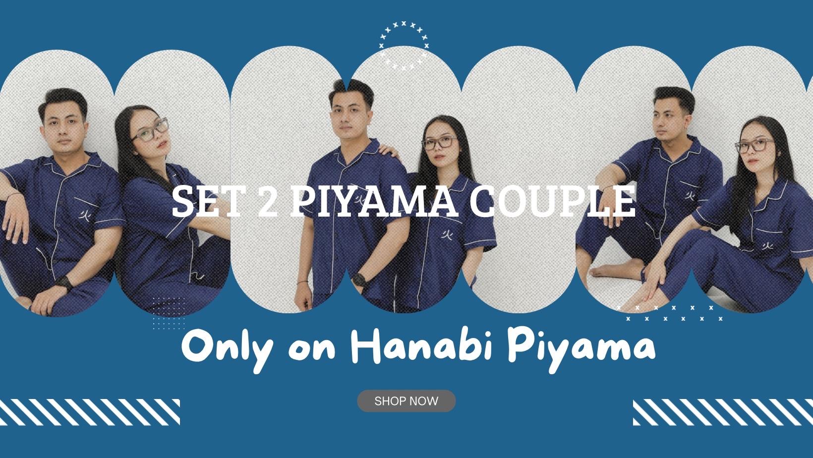 Baju Piyama Dewasa COUPLE TIPE 2 (Lengan Pendek Celana Panjang) - Hanabi - Tidur Warna Colorfull
