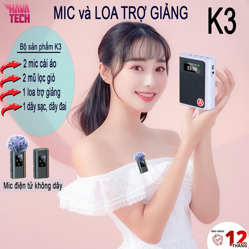 Micro không dây cài áo K3 và loa trợ giảng, sử dụng dạy học, họp văn phòng mang lại âm thanh chân thực