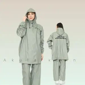 AKULA JAS HUJAN HOODIE Setelan Celana Pria Wanita Model Hoodie Motorcycle