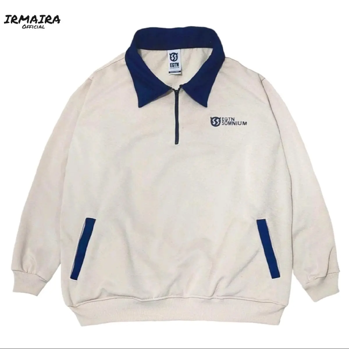 Sweater Crewneck DISTRO EGTN SOMNIUM Sweater Rugby Kerah Zipper Halfzip Model Vintage Pria Wanita