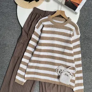 Vienetta.id - One set setelan wanita remaja cewek kekinian kiyowo lucu sweater celana cargo korean style cute cantik rajut kulot tali hornet knit buat study tour kuliah hangout nongki kekinian terbaru 2026 outfit casual basic hijab friendly Atasan Baju st