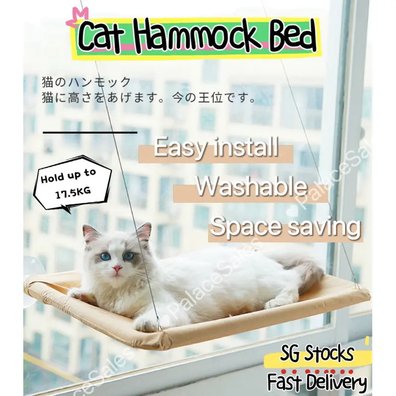 [SG] Cat Hammock Window Cat window perch Hammock with Heavy Duty Suction Cups Breathable Mesh Pet Window Hanging Bed