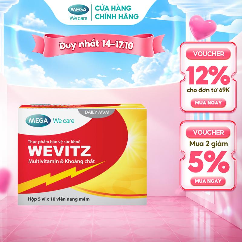 Viên uống bổ sung Vitamin & khoáng chất tổng hợp Mega We Care Wevitz giúp tăng cường và phục hồi sức khỏe (Hộp 50 viên) – TPBVSK