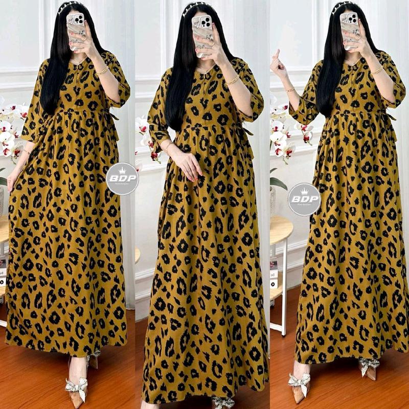 Dress Variasi Panjang Kain Rayon Halus Fashionable Wanita Busui, LD 110cm 3