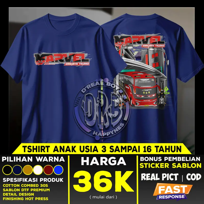Baju Bus Anak ALBINO jb3 Dan MRVEL JB5 SANJYATRAN  dengan Stiker Gratis | Kaos Basuri Telolet | Foto Real | COD | Fashion 5