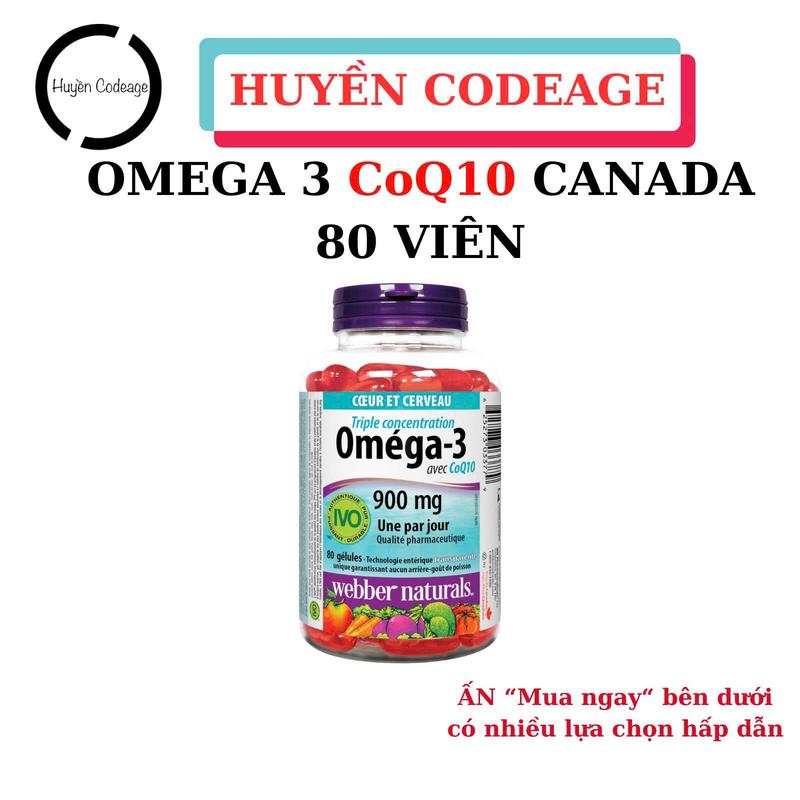 Viên uống Omega 3 CoQ10 Canada Webber Naturals Hỗ Trợ Tim Mạch và Tập Luyện 80 viên Huyền Codeage