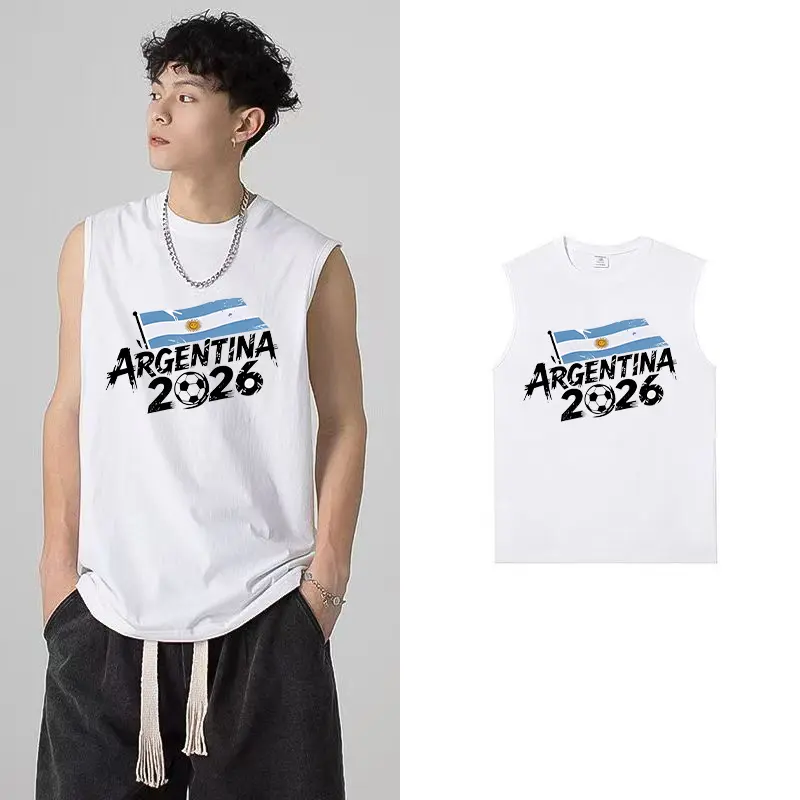 Tank Top Musim Panas Tanpa Lengan Tipis untuk Pria, Rompi Kasual Olahraga dengan Cetakan Huruf Hitam Putih Cepat Kering, Atasan Olahraga Serbaguna Kasual 2026, Rompi Bergaya dengan Cetakan