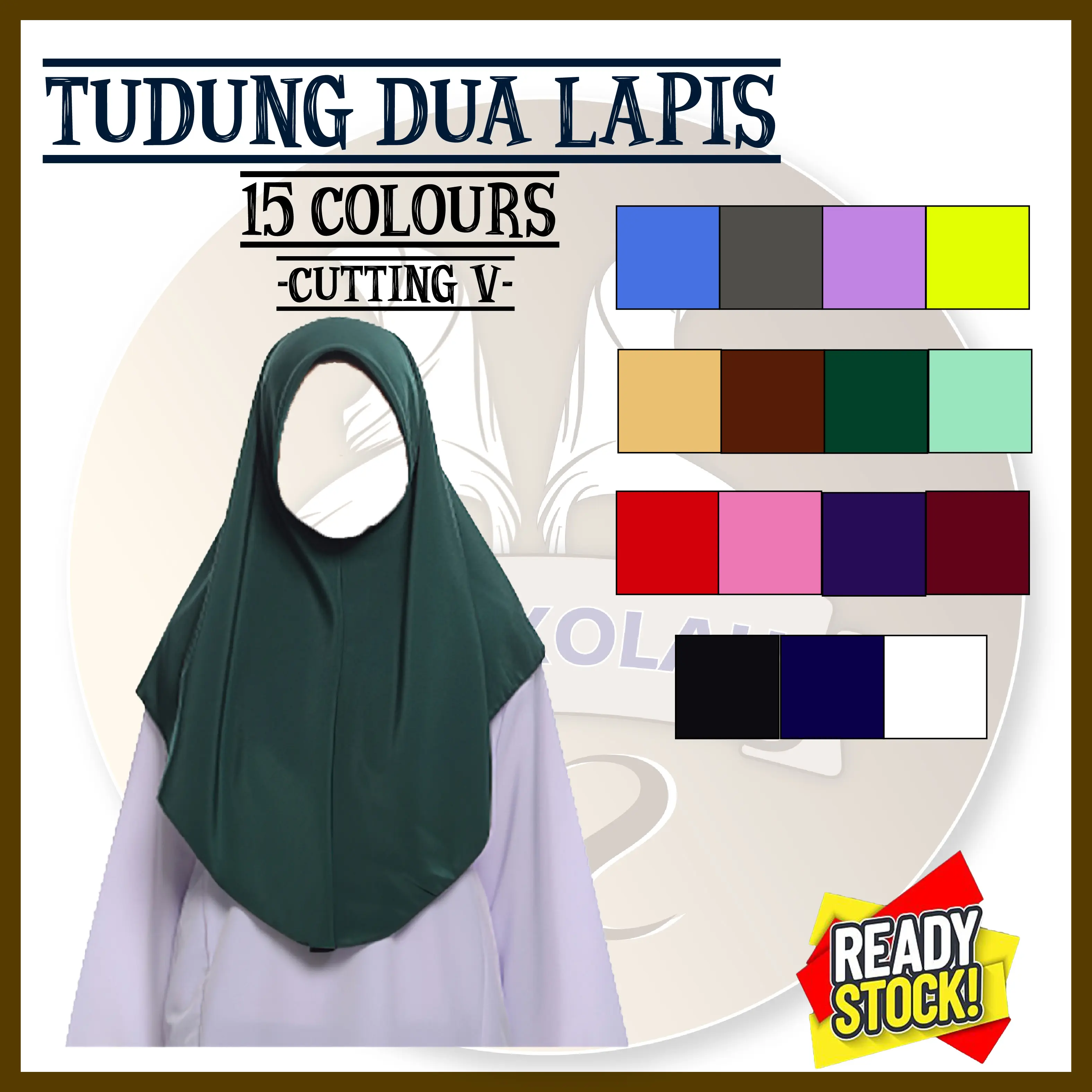 SS: TUDUNG SEKOLAH DUA LAPIS PLUS SIZE KOSHIBO LICIN TUDUNG SEKOLAH PENGAWAS BERWARNA Biru Hijau Merah Hitam