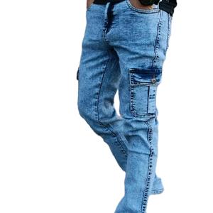 Men's Cargo 6 Pocket Jeans Super Stretchable Kain premium Quality Pants Size 27 to 38