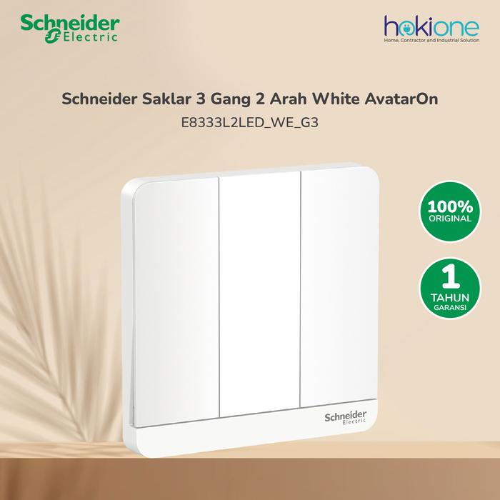 Gambar Schneider AvatarOn Saklar Lampu 3 Gang 2 Arah White - E8333L2LED_WE_G3 dari hokione.id Kota Administrasi Jakarta Barat Tokopedia