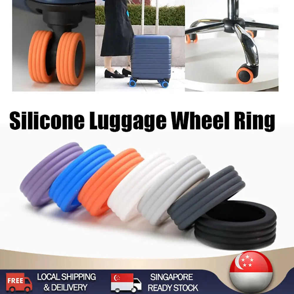 SG[SPOTS]8Pcs Rubber Ring Flexible Luggage Wheel Ring Diameter 42 Mm Suitcase Wheels Protection Cover Silicone Thick Flexible Flat Luggage Wheel Replacement Universal Replacement