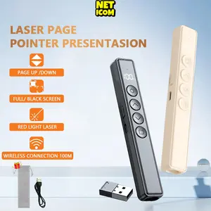NETICOM Penunjuk Presentasi Laser Wireless dengan Tampilan Digital LED & Port Input Tipe C untuk Pengisian Ulang Kompatibel dengan Windows Mac Android
