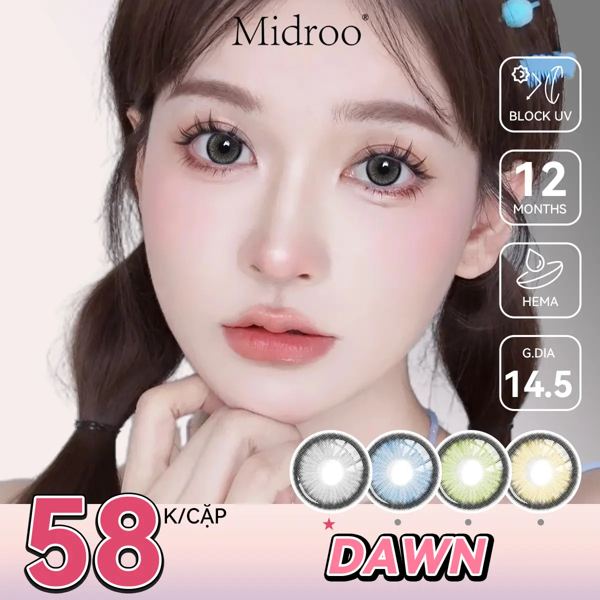 Kính Áp Tròng Dorothy, 12 Tháng, Màu Xám Sương Mù, Nâu, Xanh Lá Cây, Xanh Dương, DIA 14,5mm, Độ Nhãn Kính Áp Tròng 0-8, Mua 1 Cặp, Tặng 60ml Dung Dịch Chăm Sóc Và 10ml Nhỏ Mắt, Dành Cho Phụ Nữ, Mắt Làm Đẹp, Đầy Màu Sắc, [MUA 1 TẶNG 3]