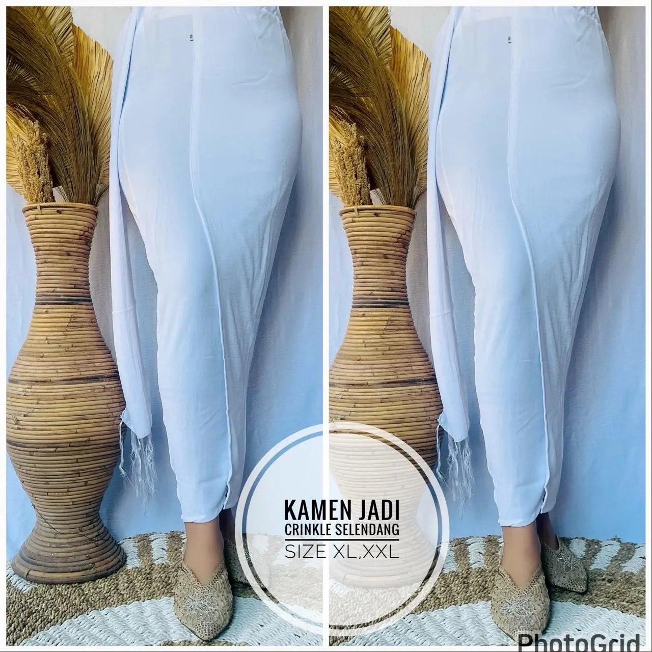 Kamen jadi cringkle polos+selendang Dewasa