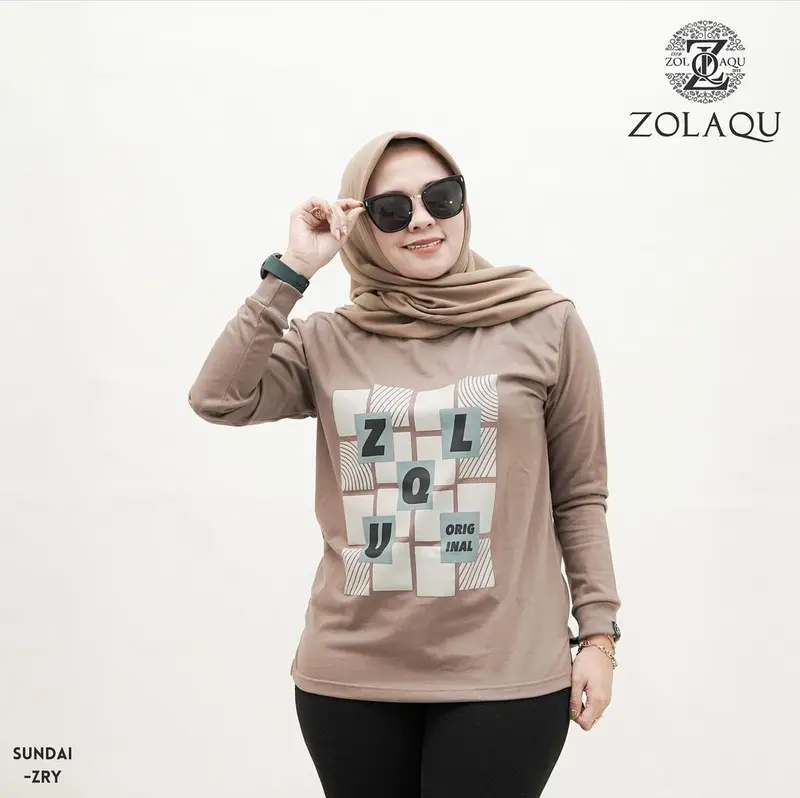 Kaos Atasan Wanita Lengan Panjang Muslimah LD 110cm Jumbo BabyTerry Premium 3