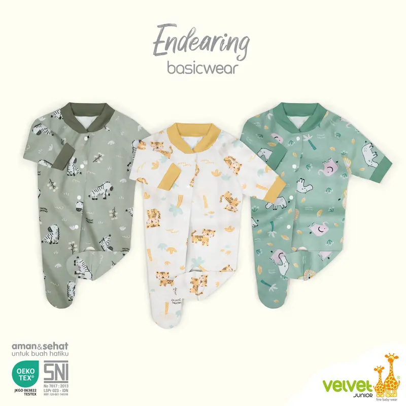 Velvet Junior Jumper Bayi Sleepsuit Oblong - Size Newborn 0-3 Bulan Basic Wear 1