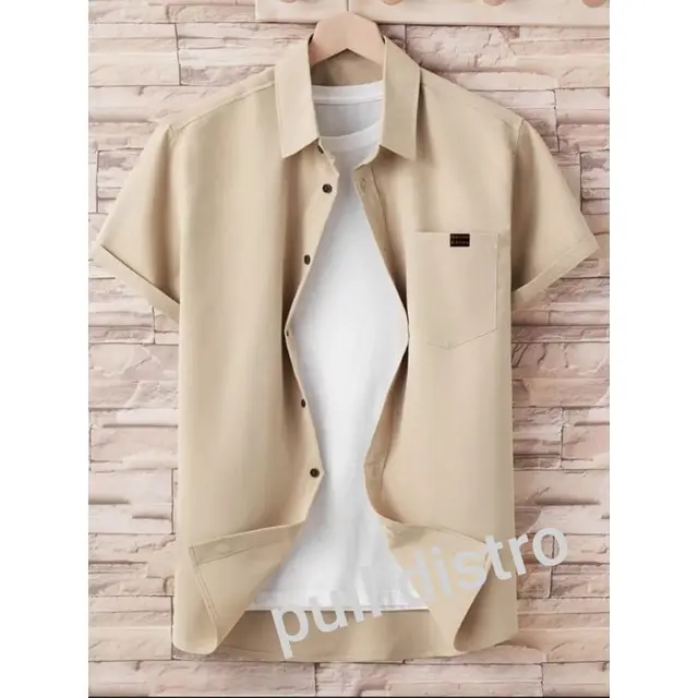 PD- kemeja polos pria terbaru 2024 kemeja lengan pendek baju atasan cowok keren