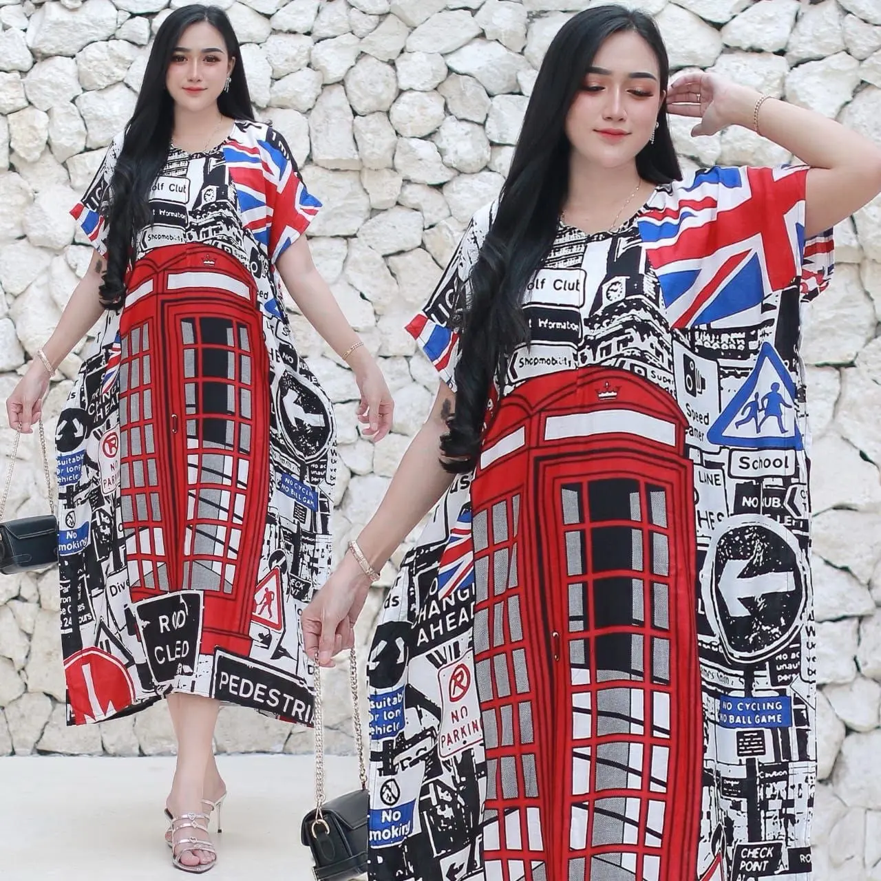 Daster Lowo Kelelawar Jumbo Busui LD 120 Resleting Depan Motif Karakter Daster Rayon Jumbo Busui Bumil Kekinian