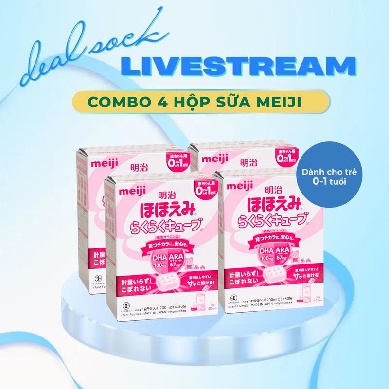 [COMBO 4 HỘP DATE THANG 10] hộp Sữa Meiji Thanh nội địa Nhật số 0 (0-1 tuổi) hộp 30 thanh