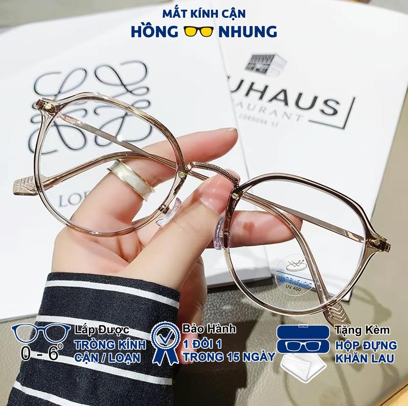  Gọng kính cận nữ thời trang from lục giác dành cho mọi khuôn mặt chất liệu kim loại M8 cắt độ cận free - Women Mắt Kính 