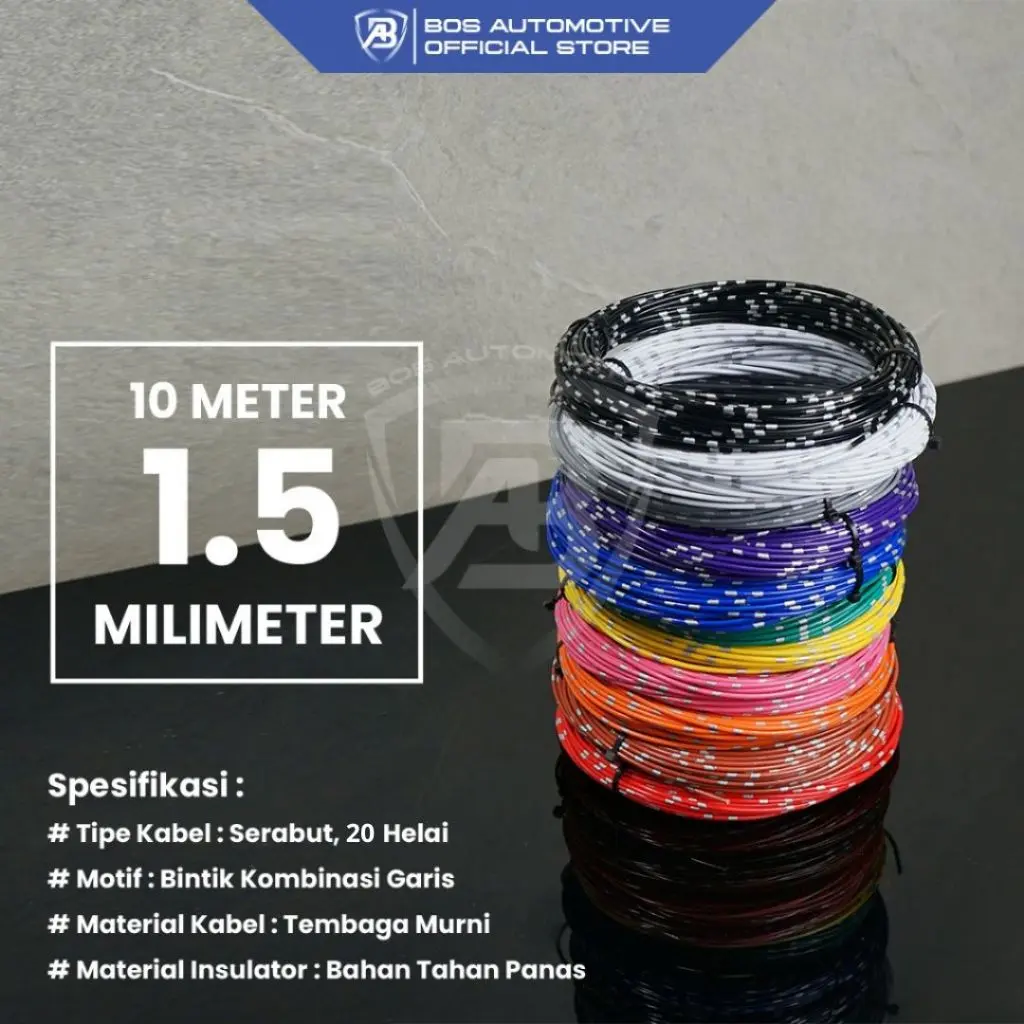 Kabel Bintik AVS 1.5MM x 10M Kabel Otomotif Body Mobil Motor Serabut Tembaga