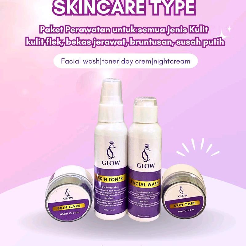 Paket Perawatan Wajah CS GLOW SKINCARE ORIGINAL untuk Mencerahkan dan Memudarkan Kerutan - Hitam, Facial 2