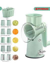 Gambar STARMAS Parutan Pengiris Pemotong Putar Buah Sayur dan Bawang Manual  5 Pisau 1 Handel Anti Slip Kualitas Premium Serbaguna Alat Dapur Multifungsi Kitchenware Sayuran Peralatan Plastik - Putih dari STARMAS ELEKTRONIK Kota Administrasi Jakarta Barat 1 Tokopedia