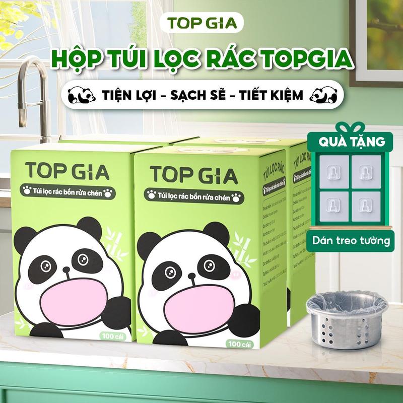 100 TÚI-TẶNG MÓC TREO Hộp 100 Túi Lọc rác Bồn rửa chén TOPGIA Đa Năng Lọc Rác Nắp Cống Nhà Tắm Lưới lọc rác thông minh tiện lợi an toàn hợp vệ sinh miệng chun co giãn phù hợp với mọi kích thước rổ lọc Tặng Kèm Móc Treo Tường