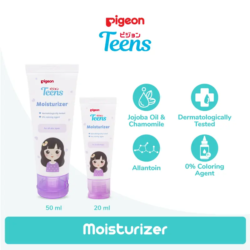 PIGEON TEENS MOISTURIZER ALL SKIN TYPES 50ML | Pelembap Kulit Remaja | Kulit Kering dan Normal | Moisturizing & Hydrating 2