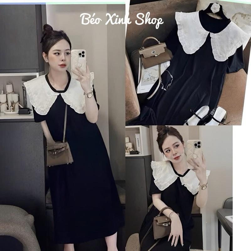 Đầm Babydoll Dáng Dài Chất Cotton Lạnh Phối Cổ Bèo Nữ Tính Sang Trọng Cao Cấp Thanh Lịch Bigsize Từ 40 - 90Kg Thời Trang Nữ Béo Xinh Shop - A.1575