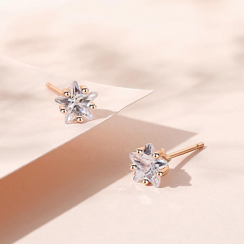 Sterling Silver 925 Earrings Star Shape Stone Đối với phụ nữ đeo hàng ngày Không phai 1