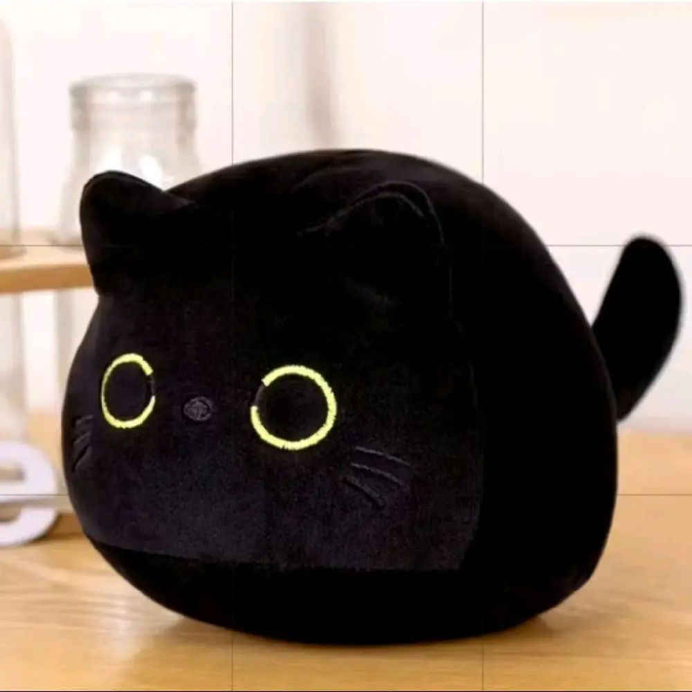 Bantal Boneka Kucing Hitam Lembut dan Halus dengan Desain Lucu dan Nyaman untuk Dekorasi Rumah