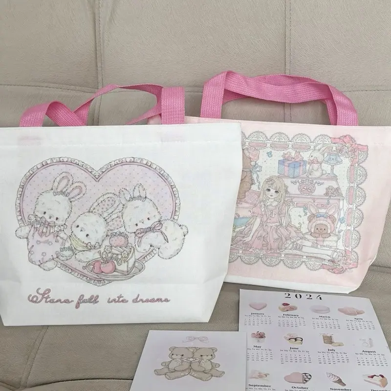 Mocorie - Madelyn Coquette Mini Bag / Coquette Ribbon Lunch Bag / Tas Kecil Penyimpanan Serbaguna / Tas Bekal Tas Makan Coquette Pita Pink