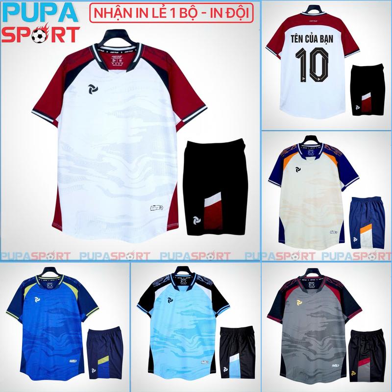 PUPA SPORT Bộ Quần Áo Bóng Đá Không Logo Jp STRIKER II Nhiều Màu Vải Thun Lạnh Cao Cấp Cho Nam Nữ Có In Tên Pupasport Unisex Sport Top Quần áo di chuyển Áo Thun Tập Thể Dục In Tên Số Theo Yêu Cầu