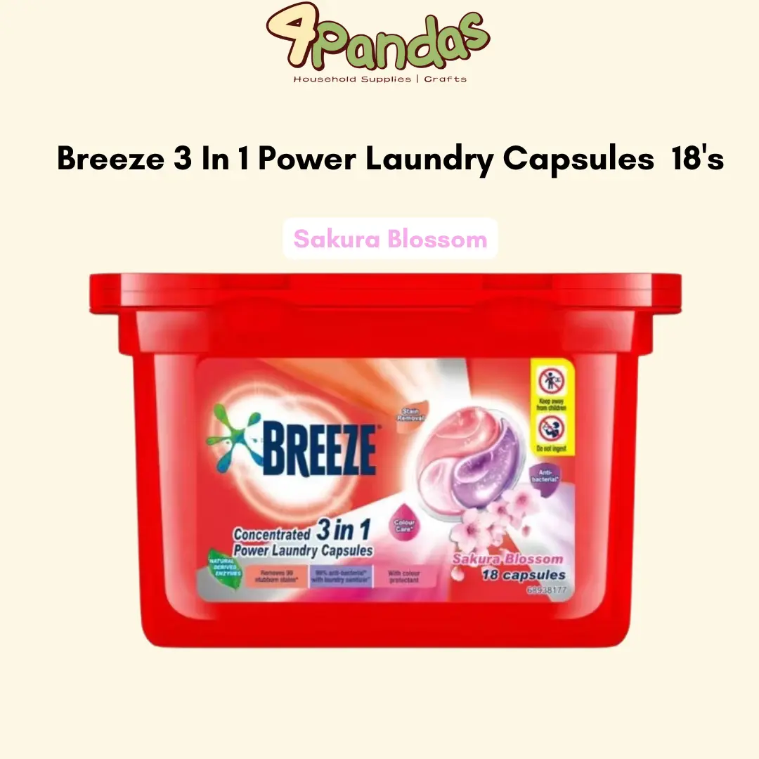 Breeze 3 in 1 Power Laundry Capsules Sakura Blossom Fresh Lavender Fresh Eucalyptus 18 capsules