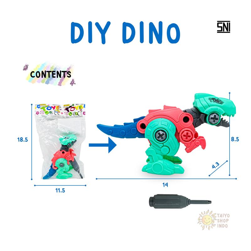 TAIYO Mainan Anak DIY Dino Dinosaurus Rakit Edukasi Obeng Puzzle Dinosaur 3