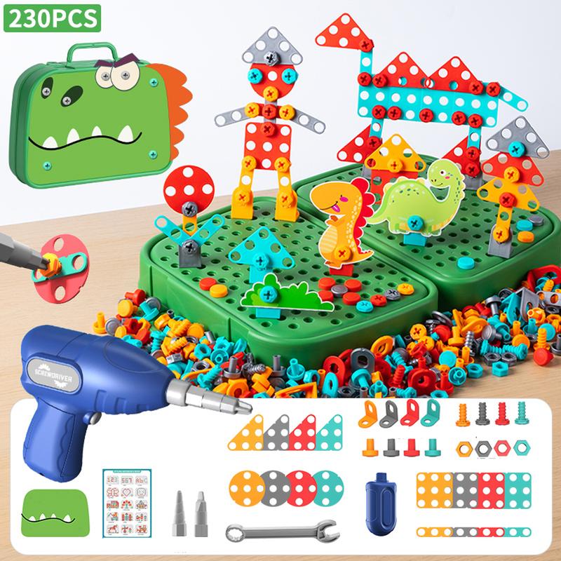 Product Introduction of 230PCS Mainan Dinosaurs Tool Box Set Anak 3D Mainan Edukasi Anak 4 Tahun DIY Merakit Kotak Alat 14