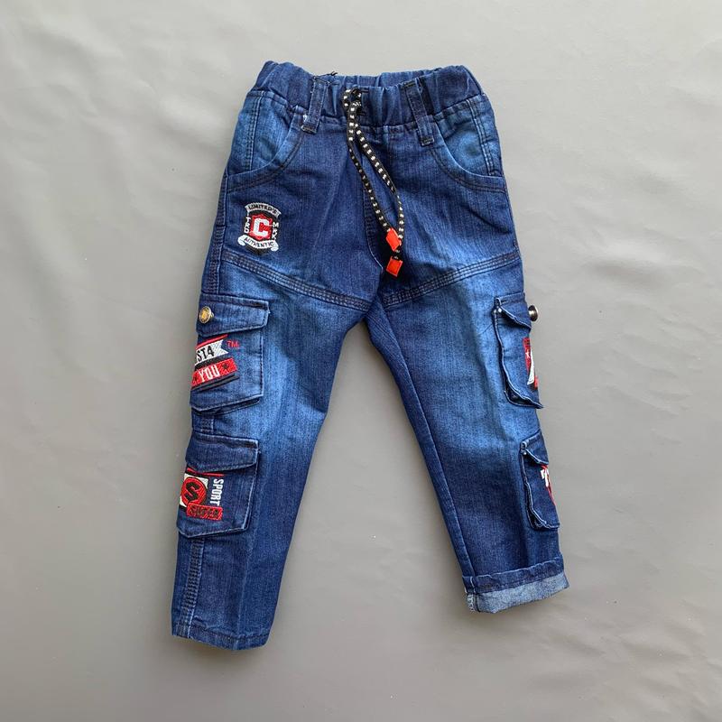 Celana Anak Laki-Laki Jeans Cargo Denim Biru 4-13 Tahun - Celana Panjang Fashion Lebaran 3