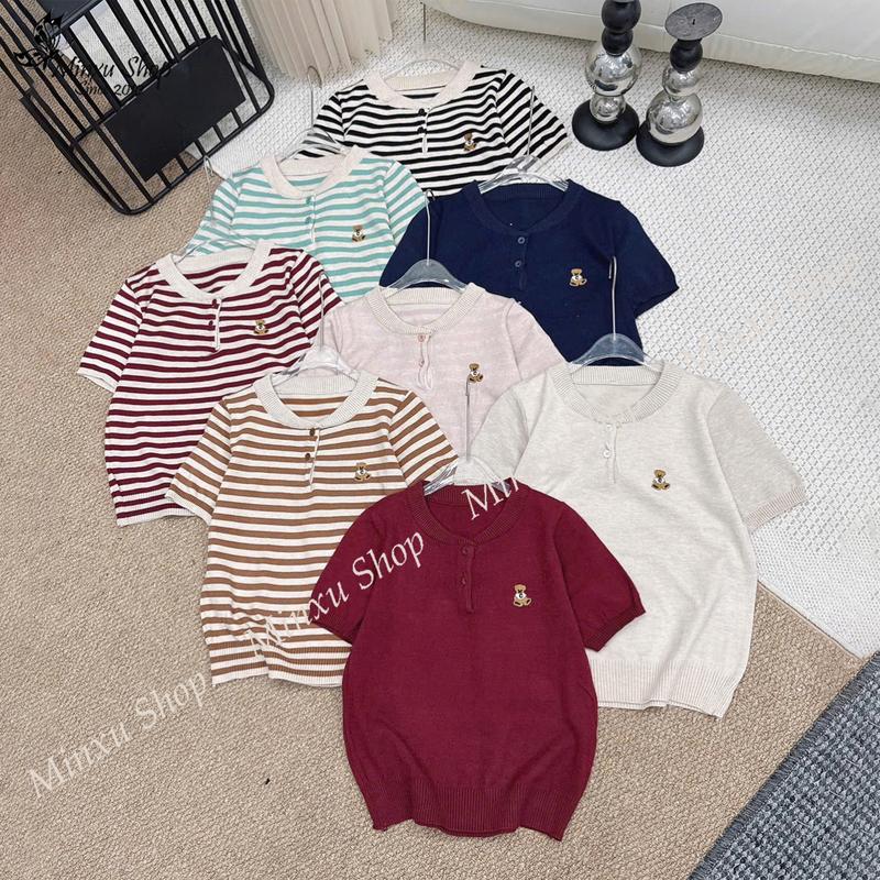 ( Mở Bán) Áo Len Nữ Thêu Gấu C 2 Khuy Chất Lên Mềm Đanh Mịn Hàng QC Minxu Shop TA78