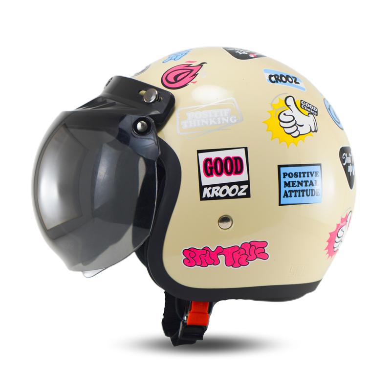 Rsix Helm Retro Bogo Wanita Pria SNI Terbaru Motif Grafity Helmet Kaca Motorcycle 2