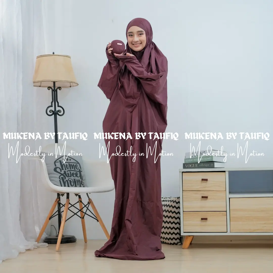 By Taufiq - Mukena Travel Mini Terusan Jumbo 2in1 | Mukena Terusan Mini Ada Penutup Dagu | Mukena Terusan Pouch Polos mukena  traveling