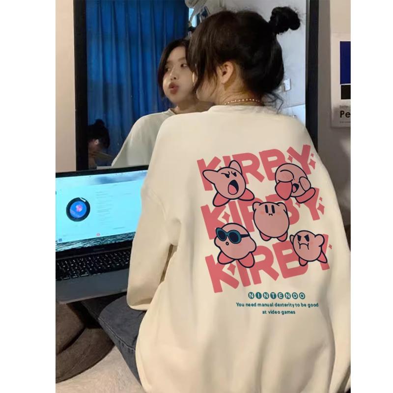 imut-imut Kirby baju atasan wanita terbaru couple pasangan Sweater panjang hitam/putih switer kaos lengan panjang 2