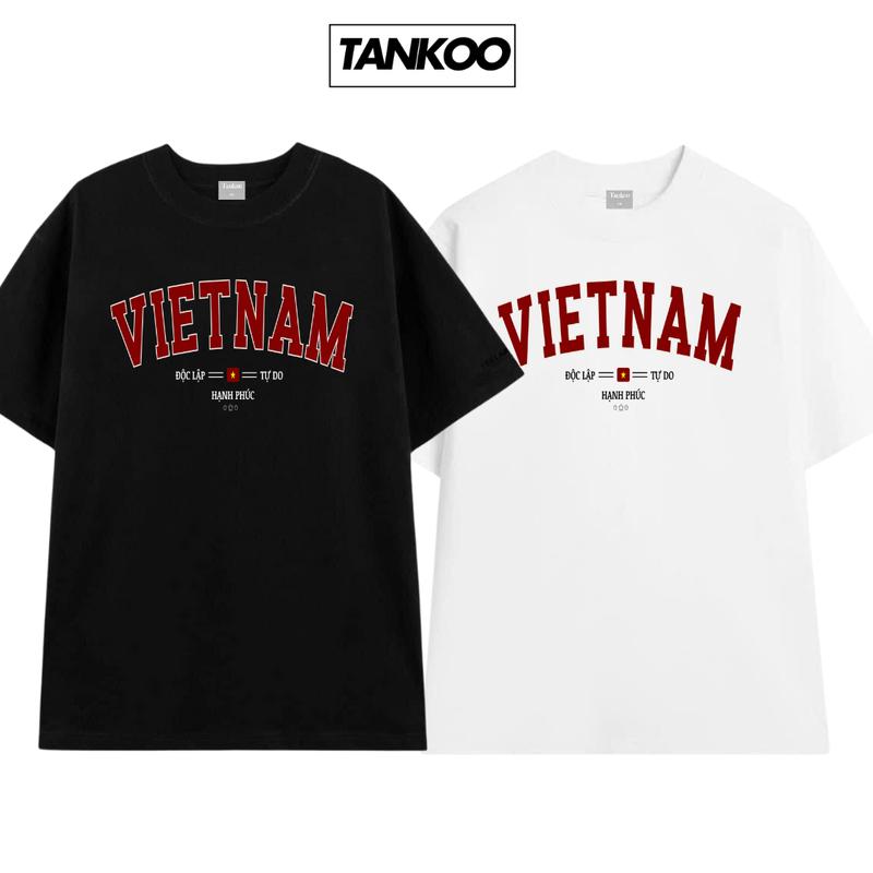 Áo thun yêu nước mừng thống nhất đất nước chữ Việt Nam độc lập tự do ấm no hạnh phúc chất cotton cao cấp co dãn 2 chiều form regular áo phông nam nữ áo nhóm đẹp Tôi yêu Việt Nam cho hội nhóm đoàn khách du lịch