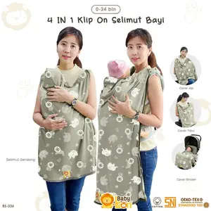 4In1 Baby Leon Selimut Bayi Hoodie Klip Baby Blanket On The Go Bs-336 Baby Blanket Hoodie Selimut On The Go Selimut Stroller Penutup Stroller Cover Ibu Menyusui Alas Katun