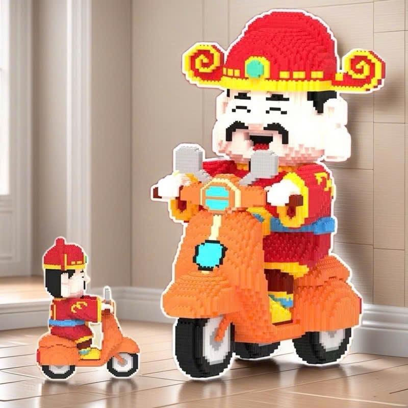  Mô hình lắp ghép ông thần tài đi xe máy cao 54 cm   tặng búa + keo   
