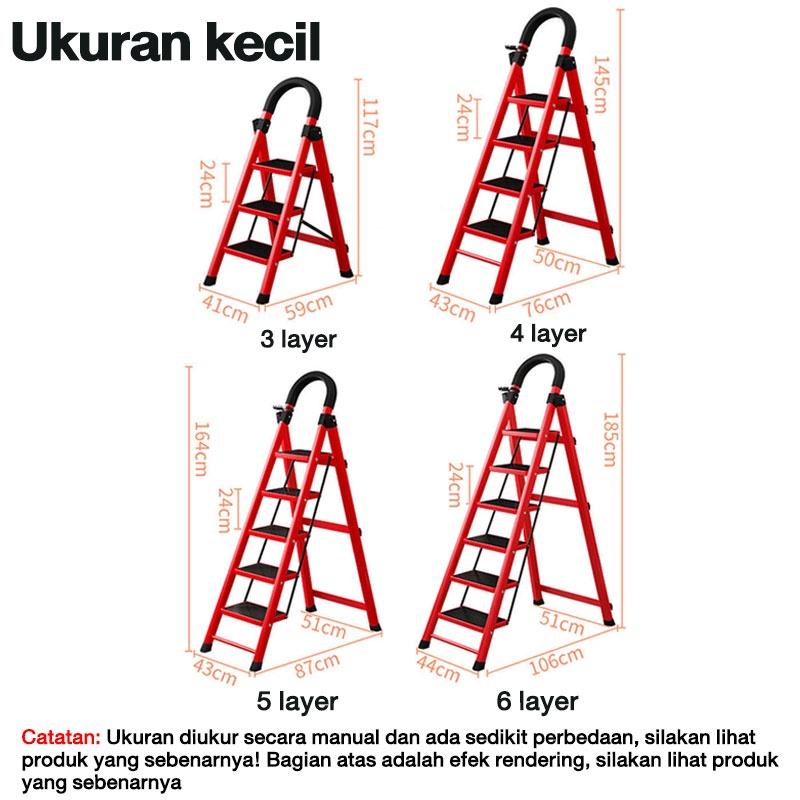 Product Introduction of Reaim 3-7 Step Tangga Lipat Multifungsi / Tangga Lipat Rumah 4 step dan 5 step / Baja Karbon Tebal Anti Licin Pegangan Tangan Tangga Bisa Dilepas / Household Ladder Tangga Rumah 3/4 Step 1,17M // 1,45M // 1.8M Hitam Merah Putih 20