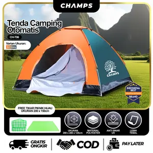 CHAMPS Tenda Camping Otomatis CH-T06 3-4 Orang – Tenda Gunung Portable Instant Anti Hujan Parasut Camo Indoor Outdoor Premium Murah