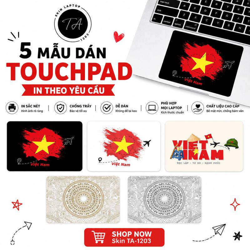 Miếng dán Touchpad cho Laptop, Surface,... in hình Việt Nam 3 (có in theo yêu cầu)