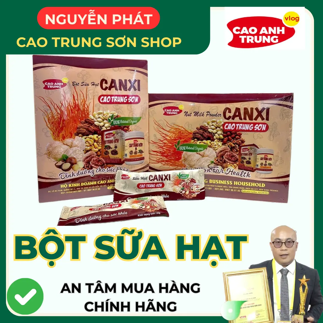 Bột sữa hạt canxi Cao Trung Sơn 20g x 20 gói - Dinh dưỡng cho người già, người ốm dậy, phụ nữ mang thai và sau sinh, chống quá trình lão hóa.