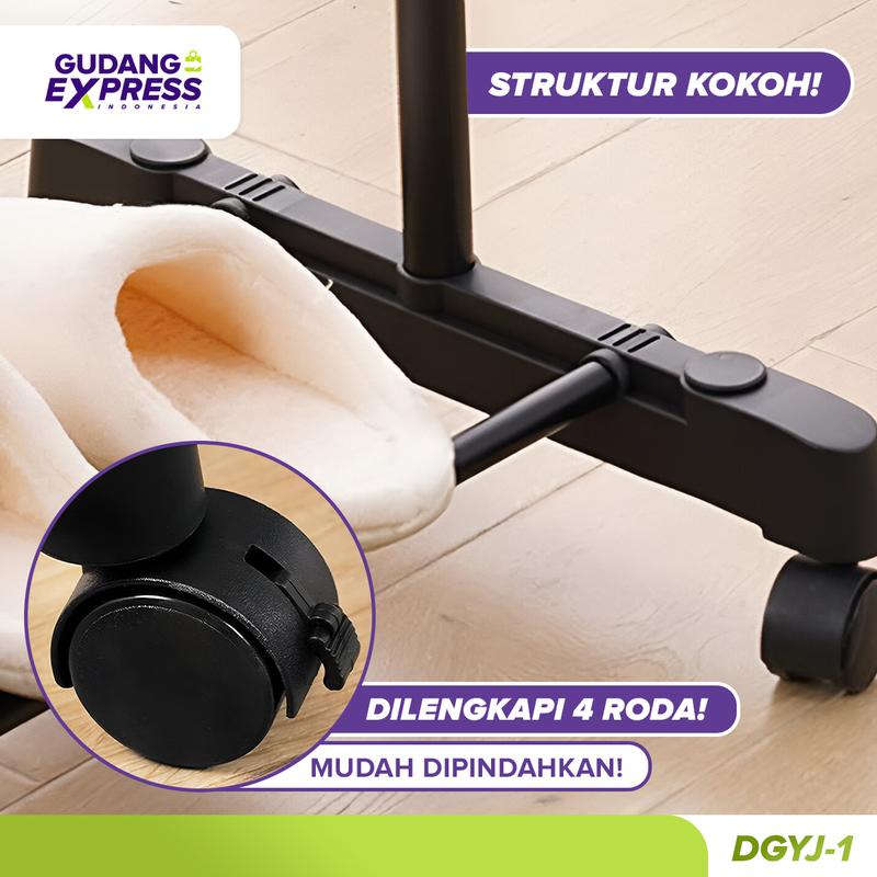GEI - Stand Hanger Single Praktis Gantungan Baju Stainless Steel Dengan Roda Untuk Gantungan Hijab, Mukena, Handuk, Baju, Kaos Bahan Pipa Stainless 4